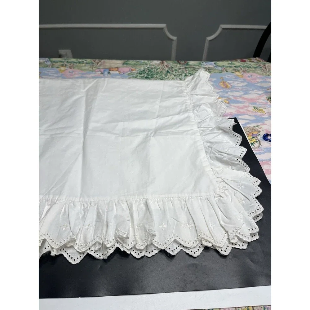 Ralph Lauren White Eyelet Lace Ruffled King Size Bed Sham